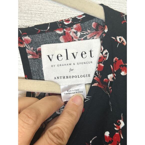 Velvet Anthropologie Women’s Small Freddy Black Floral Wide Leg Jumpsuit Jumper - Picture 5 of 7